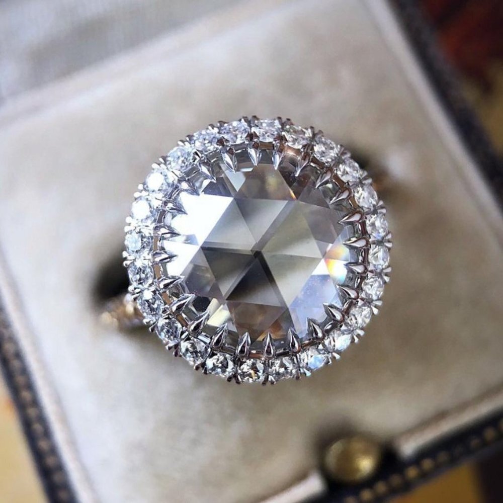 "Vintage Gemstone Sun Flower Cubic Carved Luxury Rings for Women, PD720 - Picture 2 of 6